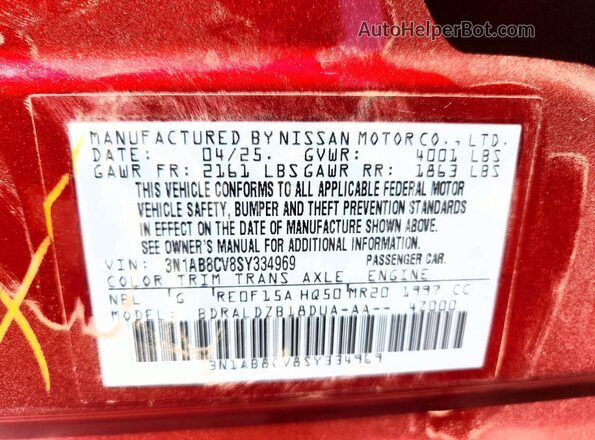 3N1AB8CV8SY334969 2025 NISSAN SENTRA Красный Вид подкапотного пространства