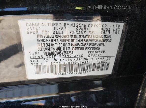 3N1AB8CV8SY357233 2025 NISSAN SENTRA Black Շարժիչի բաժամունքի տեսք