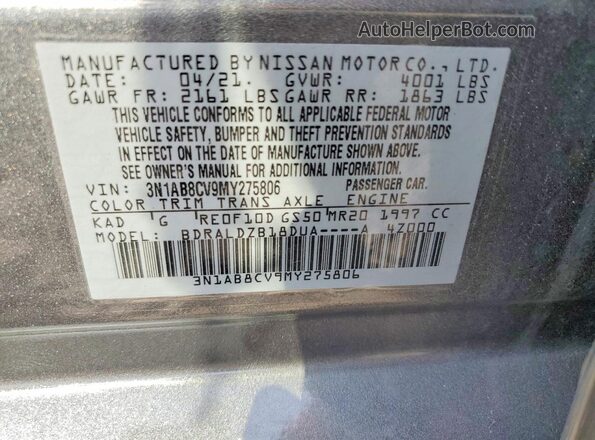 3N1AB8CV9MY275806 2021 NISSAN SENTRA Gray 