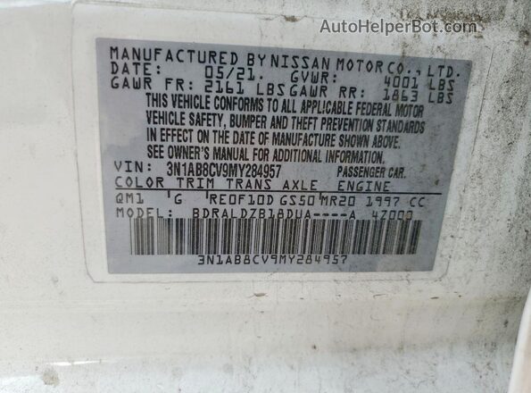 3N1AB8CV9MY284957 2021 NISSAN SENTRA White Շարժիչի բաժամունքի տեսք