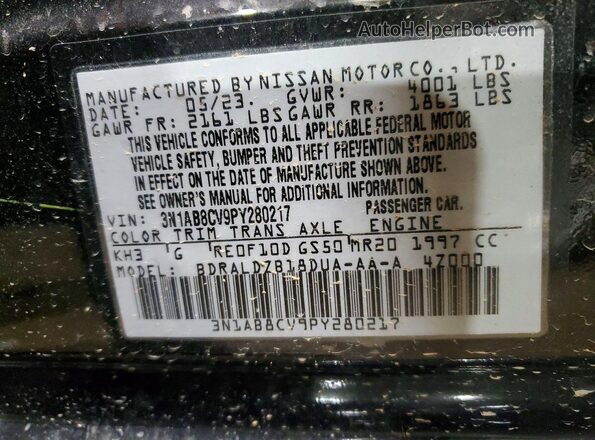 3N1AB8CV9PY280217 2023 NISSAN SENTRA Black VIN sticker view