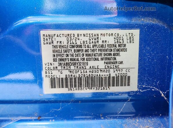 3N1AB8CV9RY321819 2024 NISSAN SENTRA Blue Вид підкапотного простору
