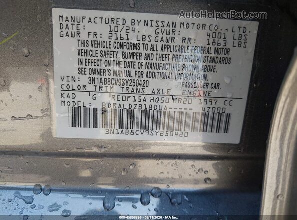 3N1AB8CV9SY250420 2025 NISSAN SENTRA Серый Вид подкапотного пространства
