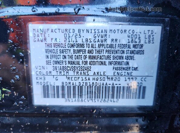 3N1AB8CV9SY282462 2025 NISSAN SENTRA Black VIN կոդի պիտակի տեսք