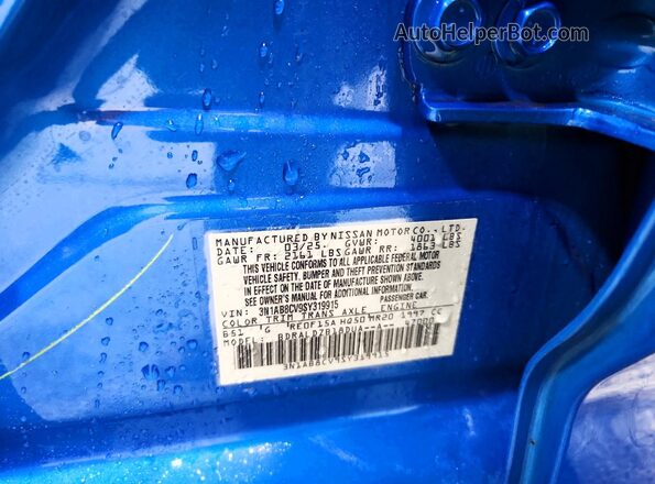 3N1AB8CV9SY319915 2025 NISSAN SENTRA Blue Вид наклейки з VIN-кодом
