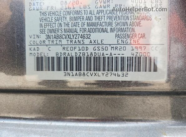 3N1AB8CVXLY274632 2020 NISSAN SENTRA Gray Engine compartment view