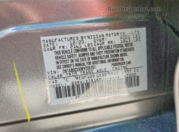 3N1AB8CVXMY226761 2021 NISSAN SENTRA Gray Widok komory silnika