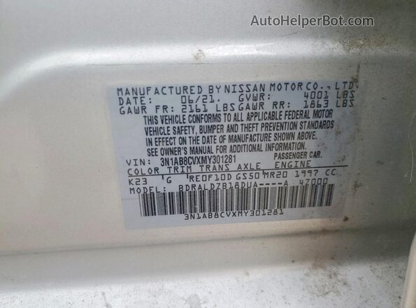 3N1AB8CVXMY301281 2021 NISSAN SENTRA Silver Engine compartment view