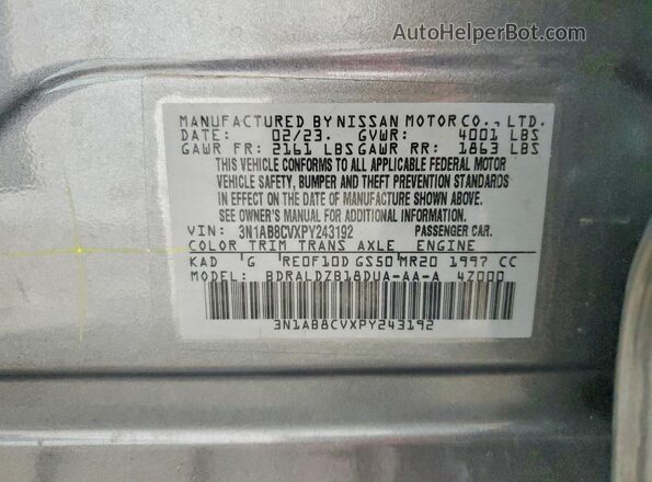 3N1AB8CVXPY243192 2023 NISSAN SENTRA Gray Vista del compartimento del motor