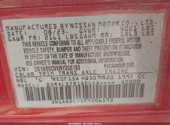3N1AB8CVXRY206193 2024 NISSAN SENTRA Темно-бордовый Вид подкапотного пространства