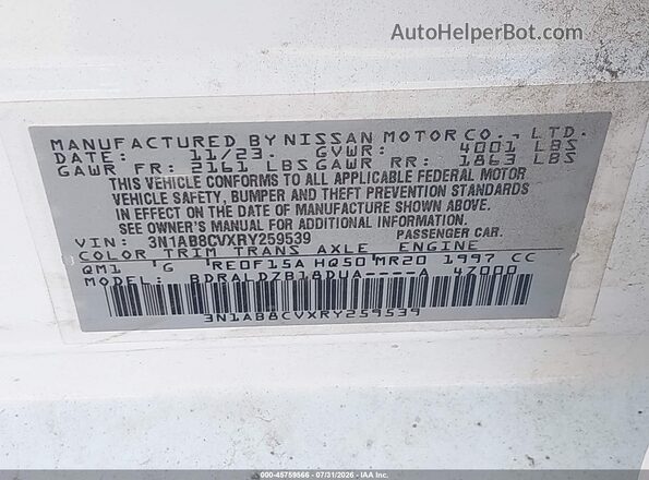 3N1AB8CVXRY259539 2024 NISSAN SENTRA White Vista del compartimento del motor