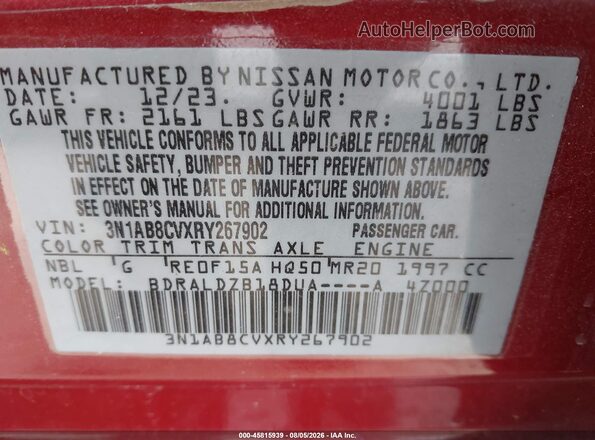 3N1AB8CVXRY267902 2024 NISSAN SENTRA Red Вид підкапотного простору