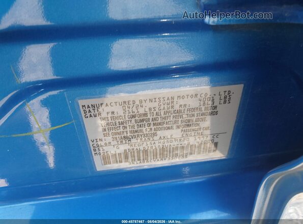 3N1AB8CVXRY330285 2024 NISSAN SENTRA Blue Engine compartment view