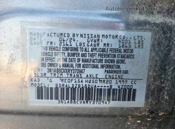 3N1AB8CVXRY370947 2024 NISSAN SENTRA Gray Widok naklejki z numerem VIN