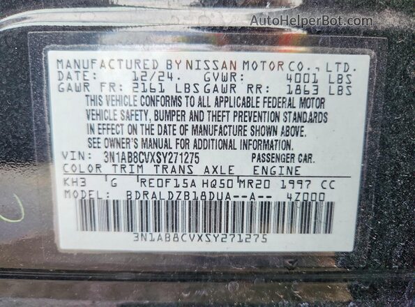 3N1AB8CVXSY271275 2025 NISSAN SENTRA Black 