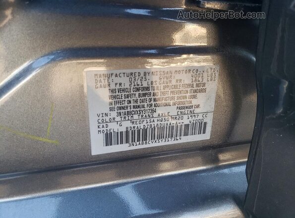 3N1AB8CVXSY317364 2025 NISSAN SENTRA Gray ძრავის განყოფილების ხედი