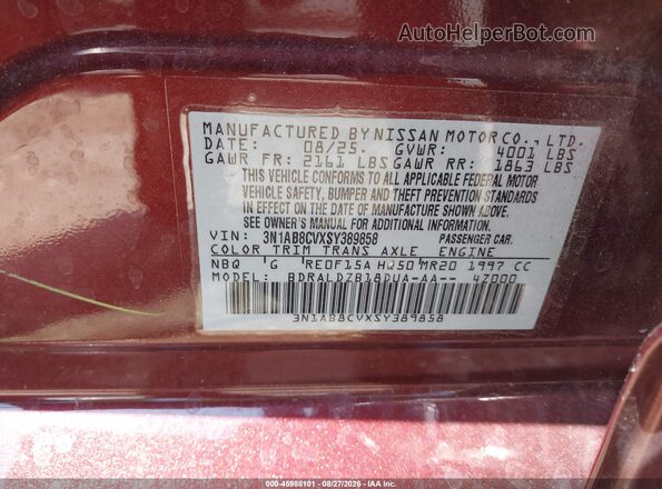3N1AB8CVXSY389858 2025 NISSAN SENTRA Красный Вид подкапотного пространства