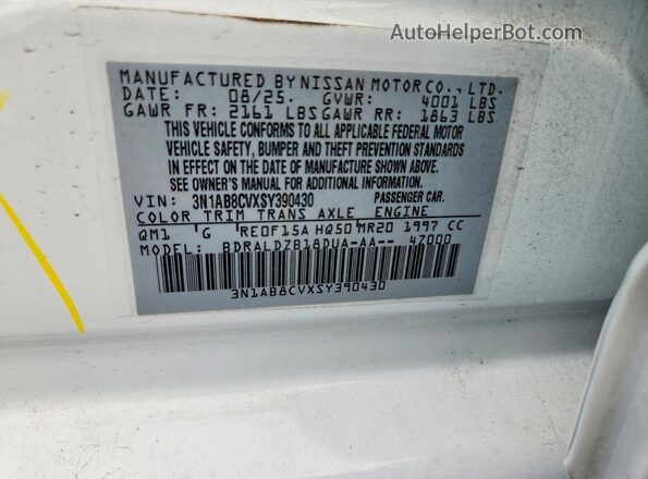 3N1AB8CVXSY390430 2025 NISSAN SENTRA White Շարժիչի բաժամունքի տեսք