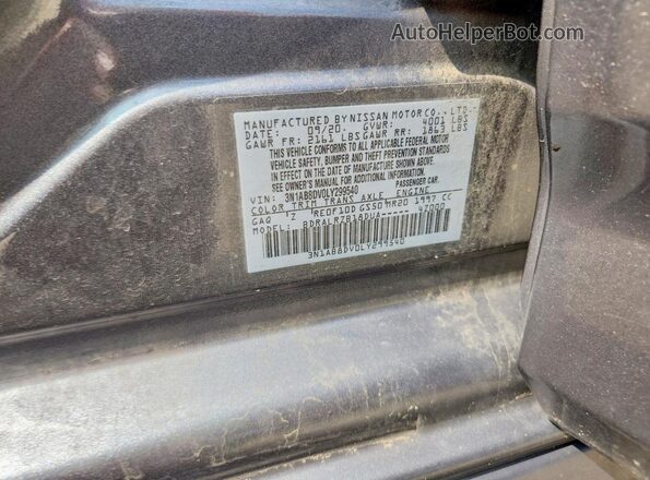 3N1AB8DV0LY299540 2020 NISSAN SENTRA Gray VIN კოდის სტიკერის ხედი