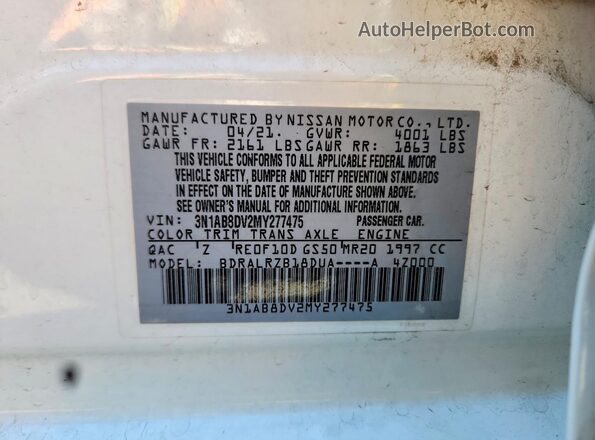 3N1AB8DV2MY277475 2021 NISSAN SENTRA White Вид підкапотного простору