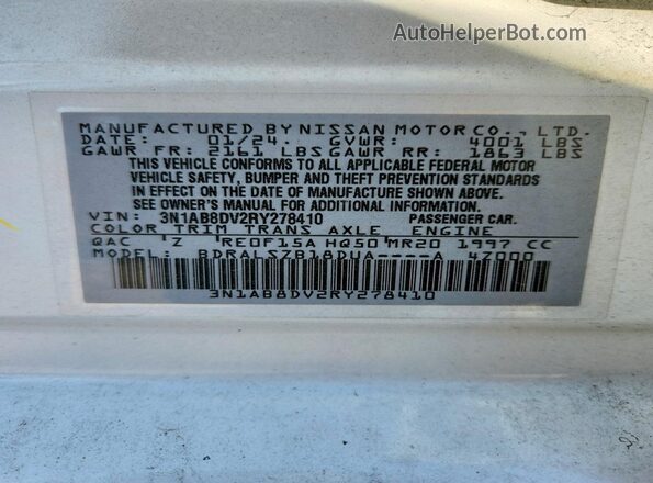 3N1AB8DV2RY278410 2024 NISSAN SENTRA White Engine compartment view