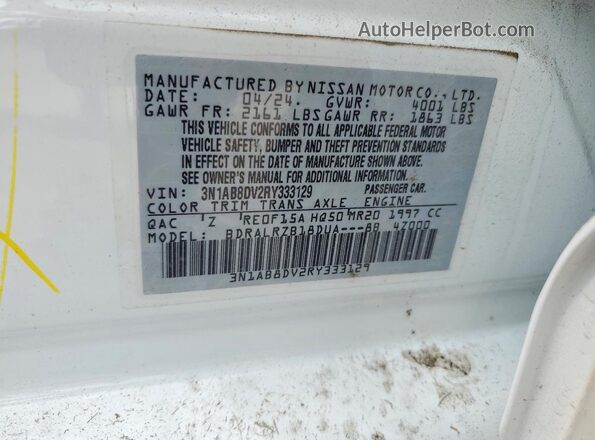3N1AB8DV2RY333129 2024 NISSAN SENTRA White Вид підкапотного простору