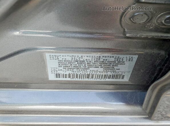 3N1AB8DV3MY209895 2021 NISSAN SENTRA Gray Widok komory silnika