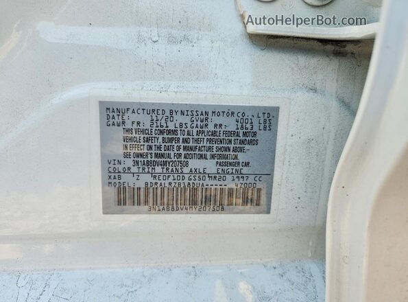 3N1AB8DV4MY207508 2021 NISSAN SENTRA White Vista del compartimento del motor