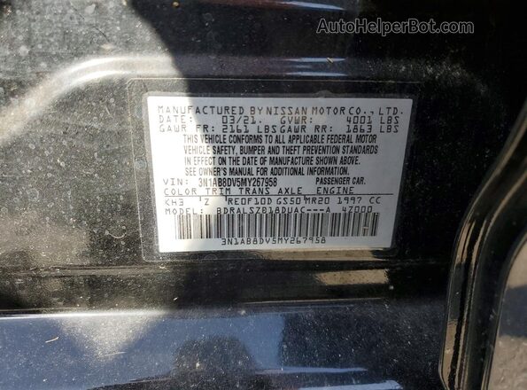 3N1AB8DV5MY267958 2021 NISSAN SENTRA Black ძრავის განყოფილების ხედი