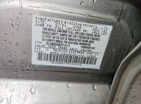 3N1AB8DV5MY314115 2021 NISSAN SENTRA Gray VIN sticker view