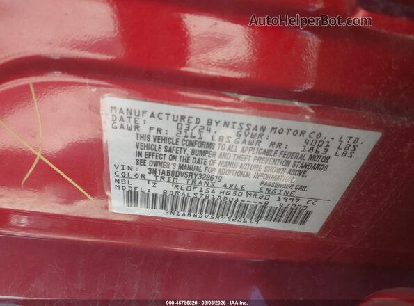 3N1AB8DV5RY328619 2024 NISSAN SENTRA Красный Вид подкапотного пространства