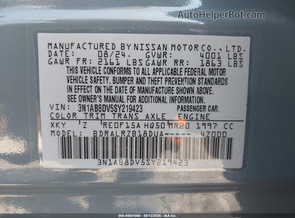 3N1AB8DV5SY219423 2025 NISSAN SENTRA Gray Engine compartment view