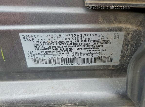 3N1AB8DV6MY227923 2021 NISSAN SENTRA Gray Widok komory silnika