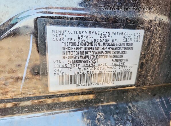 3N1AB8DV7MY279271 2021 NISSAN SENTRA Black Շարժիչի բաժամունքի տեսք