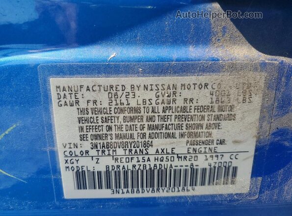 3N1AB8DV8RY201864 2024 NISSAN SENTRA Blue Engine compartment view