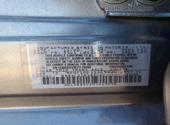 3N1AB8DVXMY219498 2021 NISSAN SENTRA Gray Engine compartment view