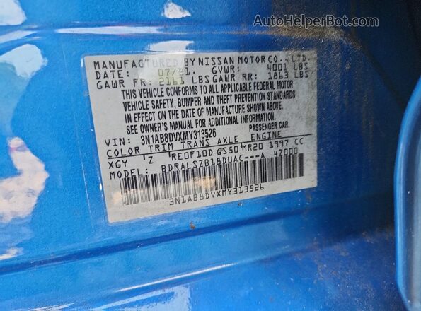 3N1AB8DVXMY313526 2021 NISSAN SENTRA Blue Widok komory silnika