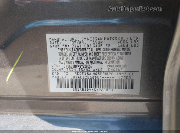 3N1AB8DVXSY228053 2025 NISSAN SENTRA Gray Widok komory silnika