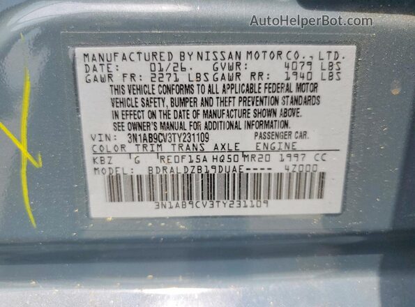 3N1AB9CV3TY231109 2026 NISSAN SENTRA Gray Vista del compartimento del motor