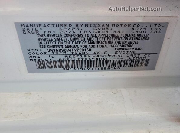 3N1AB9CV4TY228168 2026 NISSAN SENTRA White Vista del compartimento del motor