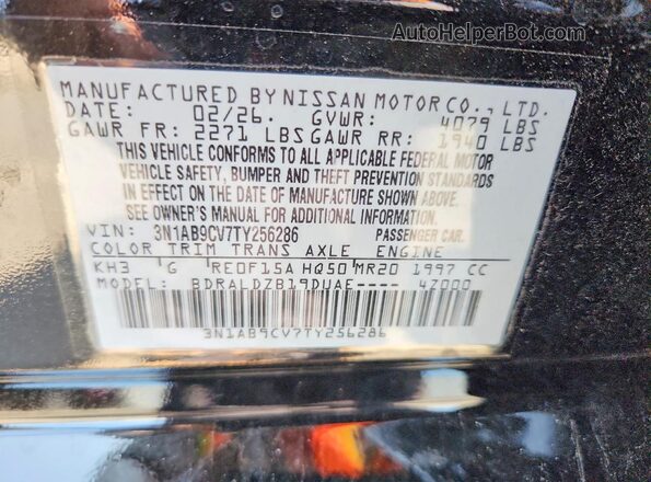 3N1AB9CV7TY256286 2026 NISSAN SENTRA Black Вид наклейки з VIN-кодом