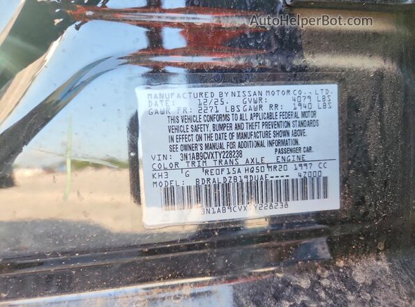 3N1AB9CVXTY228238 2026 NISSAN SENTRA Black VIN კოდის სტიკერის ხედი