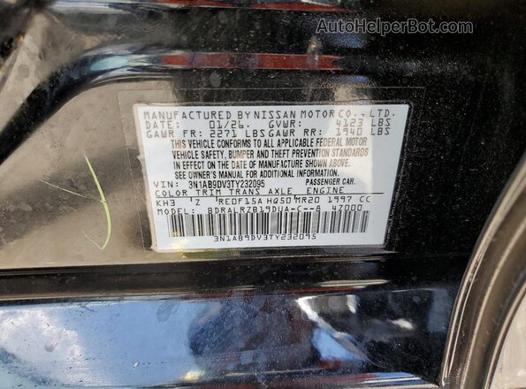 3N1AB9DV3TY232095 2026 NISSAN SENTRA Black Widok naklejki z numerem VIN