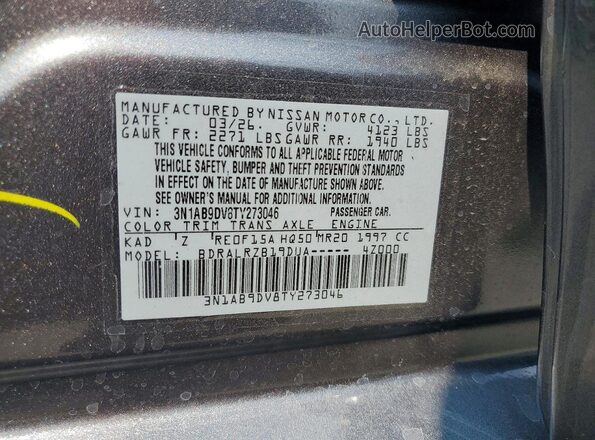 3N1AB9DV8TY273046 2026 NISSAN SENTRA Gray Vista del compartimento del motor