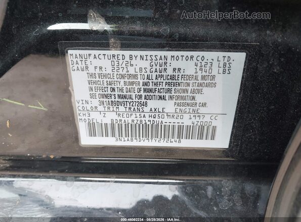 3N1AB9DV9TY272648 2026 NISSAN SENTRA Black Vista del compartimento del motor