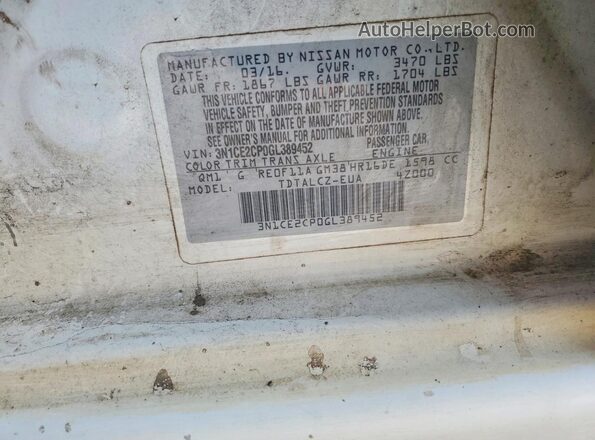 3N1CE2CP0GL389452 2016 NISSAN VERSA White Widok komory silnika