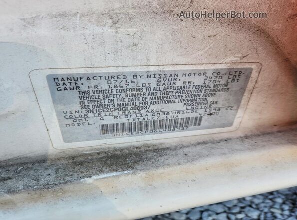 3N1CE2CP0GL408937 2016 NISSAN VERSA Белый Вид подкапотного пространства