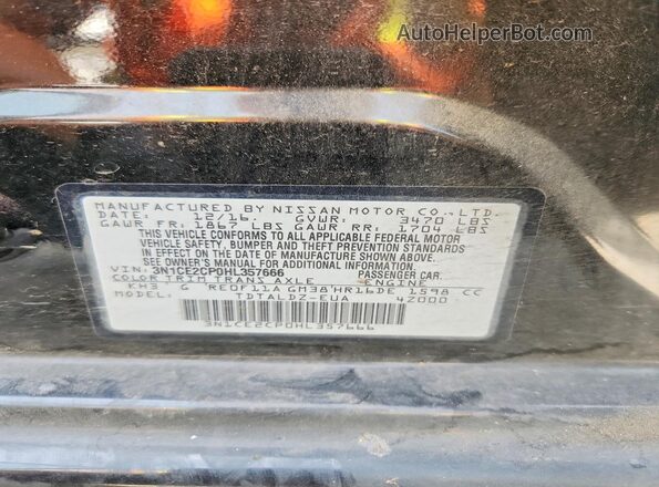 3N1CE2CP0HL357666 2017 NISSAN VERSA Черный Вид наклейки с VIN-кодом