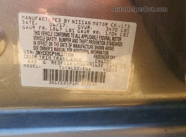 3N1CE2CP1HL377134 2017 NISSAN VERSA Gray Vista del compartimento del motor