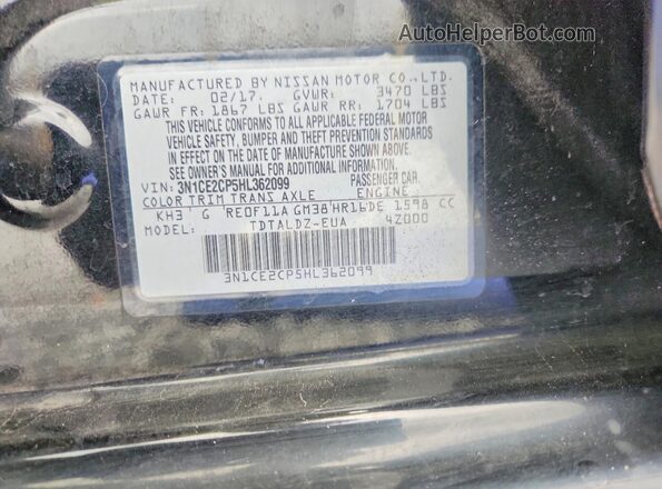 3N1CE2CP5HL362099 2017 NISSAN VERSA Black ძრავის განყოფილების ხედი
